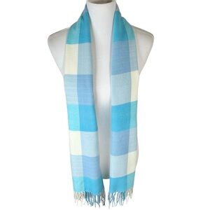 Checkered Scarf with Fringe Trim